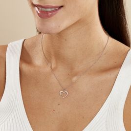 Forme Ronde Alexandrite Cœur Ouvert Collier Pendentif 14K Or Blanc Sur